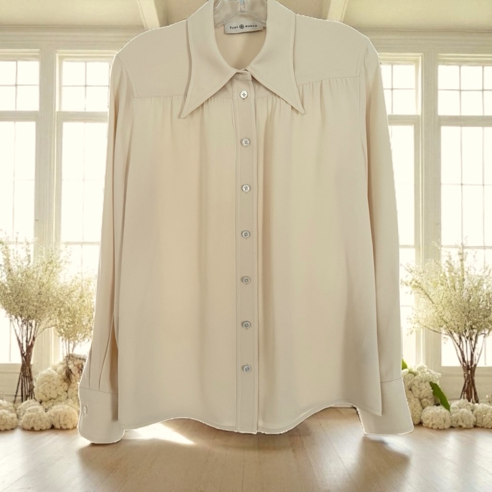 NWOT Tory Burch Luxury Stone Button-Down Blouse EXCELLENT CONDITION